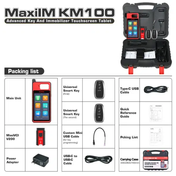 Autel MaxiIM KM100 KM100X Universal Key Generator Kit, Key Fob Programmer Immobilizer Tool for Transponder & Key Creation and IMMO Learning, Same as KM100X/KM100E